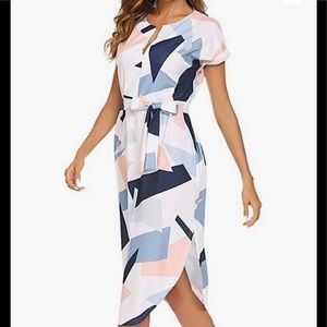 Geometric Print Midi Dress
